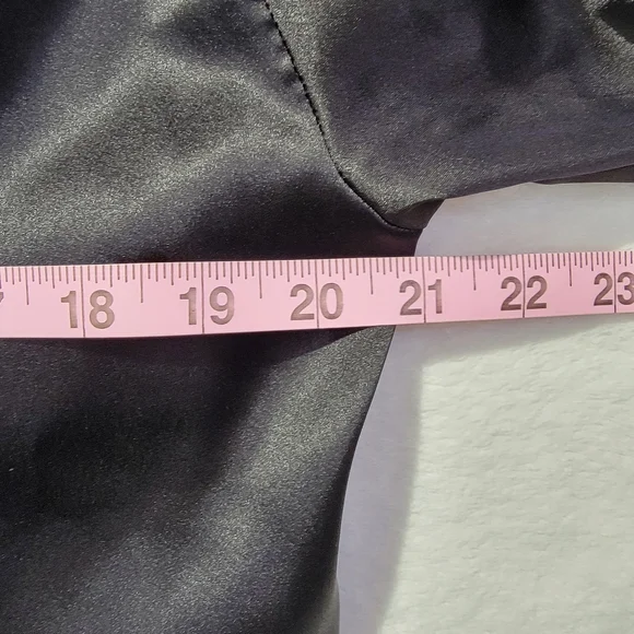 Urban Outfitters Black Satin Tie Front Nicole Blouse Flare Sleeve Deep V Size S - Picture 12 of 14